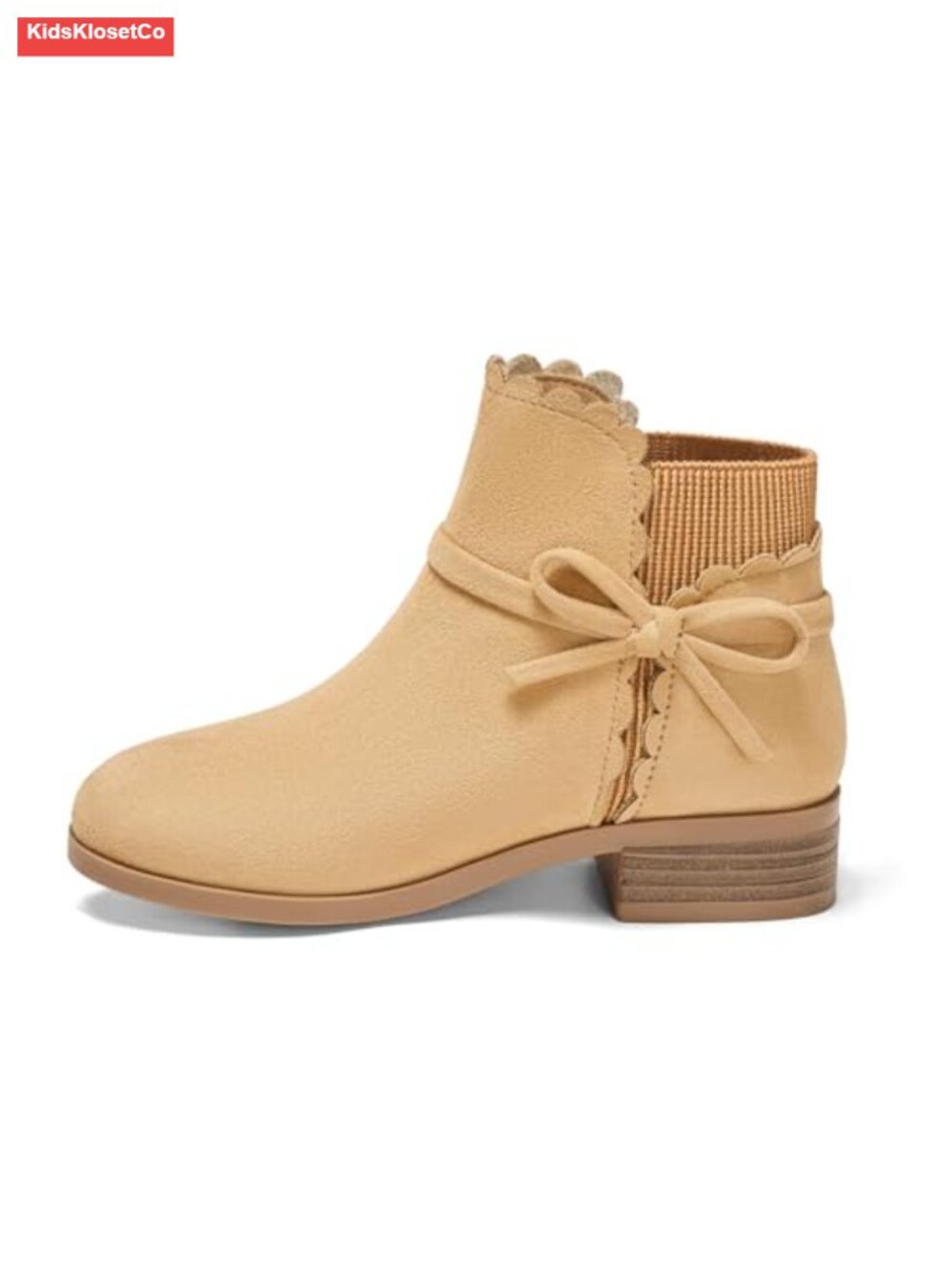 Girls Toddler Bow Ankle Boots Pull On Low Chunky Heel Fall Dress Booties